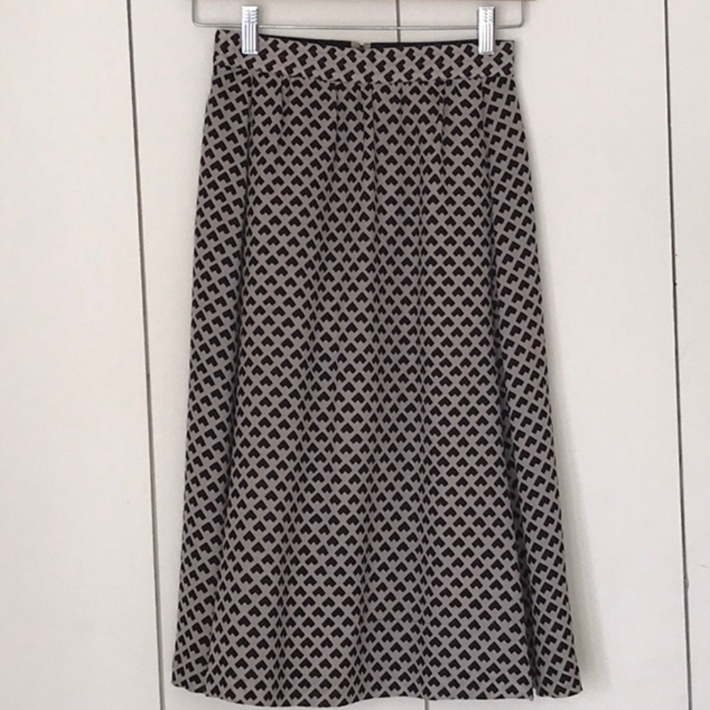 Vanessa Seward Black and Tan Wool Midi skirt Sz 34